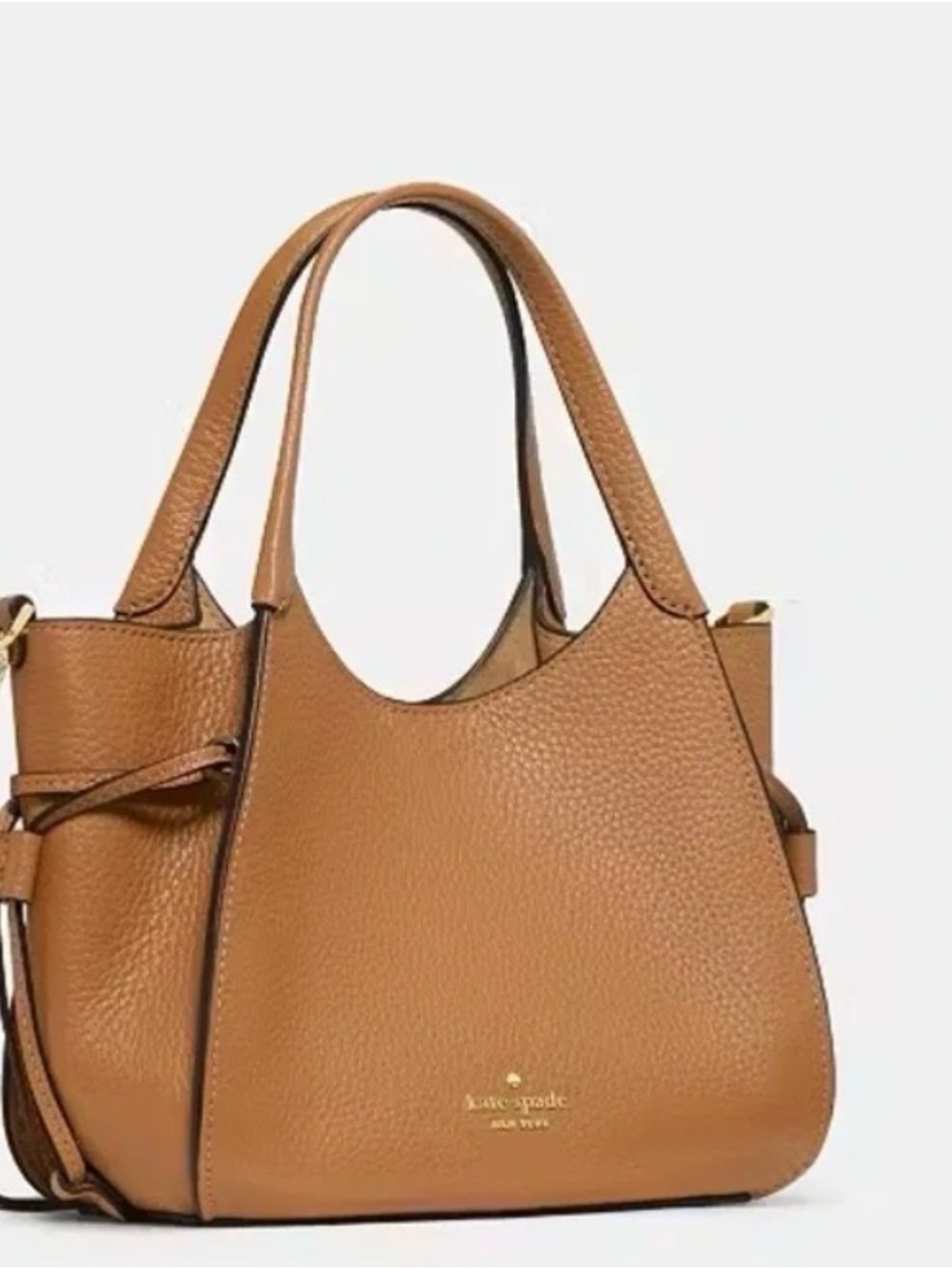 kate spade Stash Small Pebbled Leather Shoulder Tote Cognac Brand New!! - Picture 3 of 10